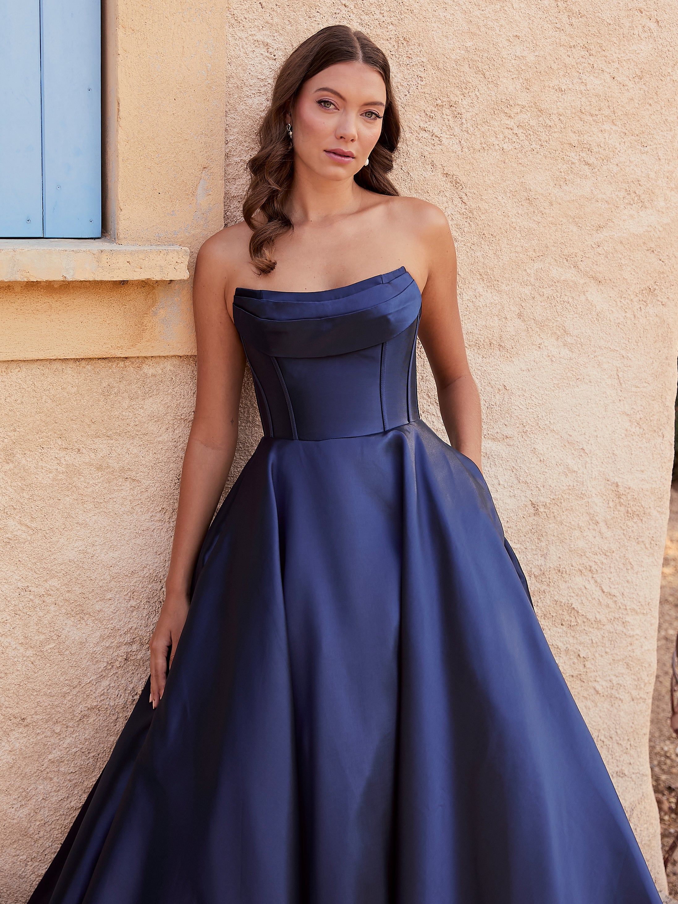 Brandi - Navy Strapless Prom Dress