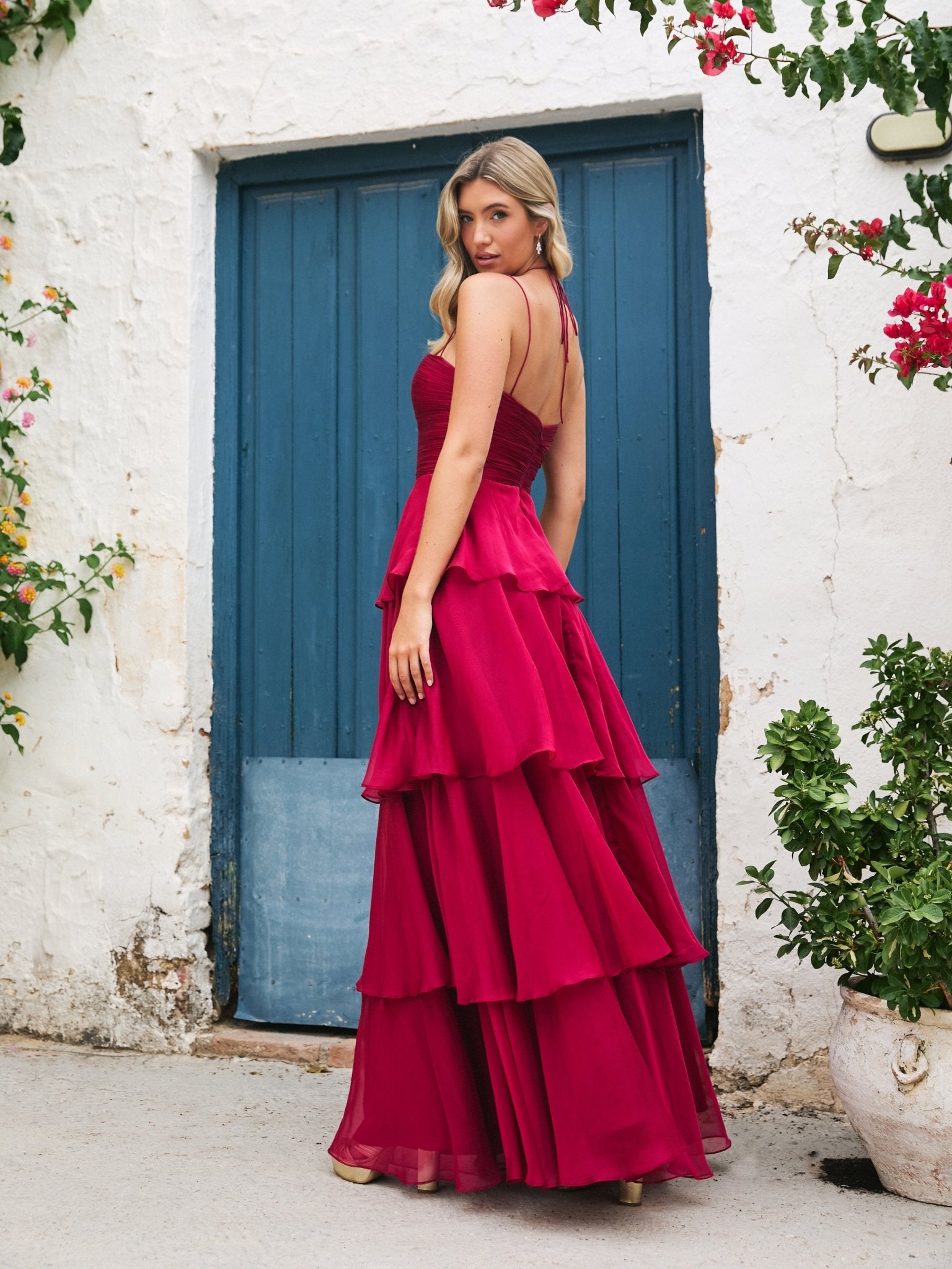 Chloe - Chiffon Halter Neck Tiered Prom Dress
