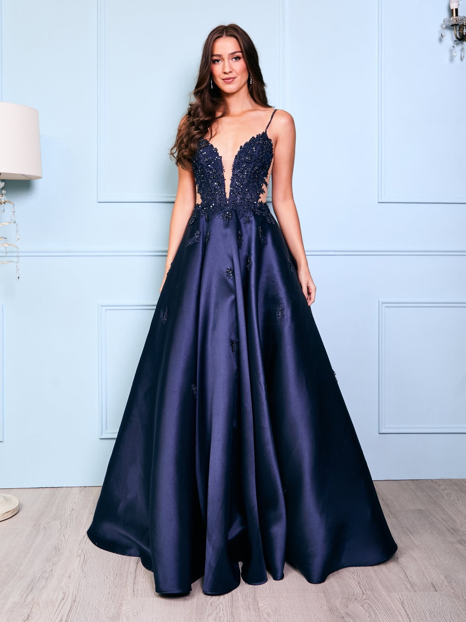 Faye - Navy Mikado Ball Gown