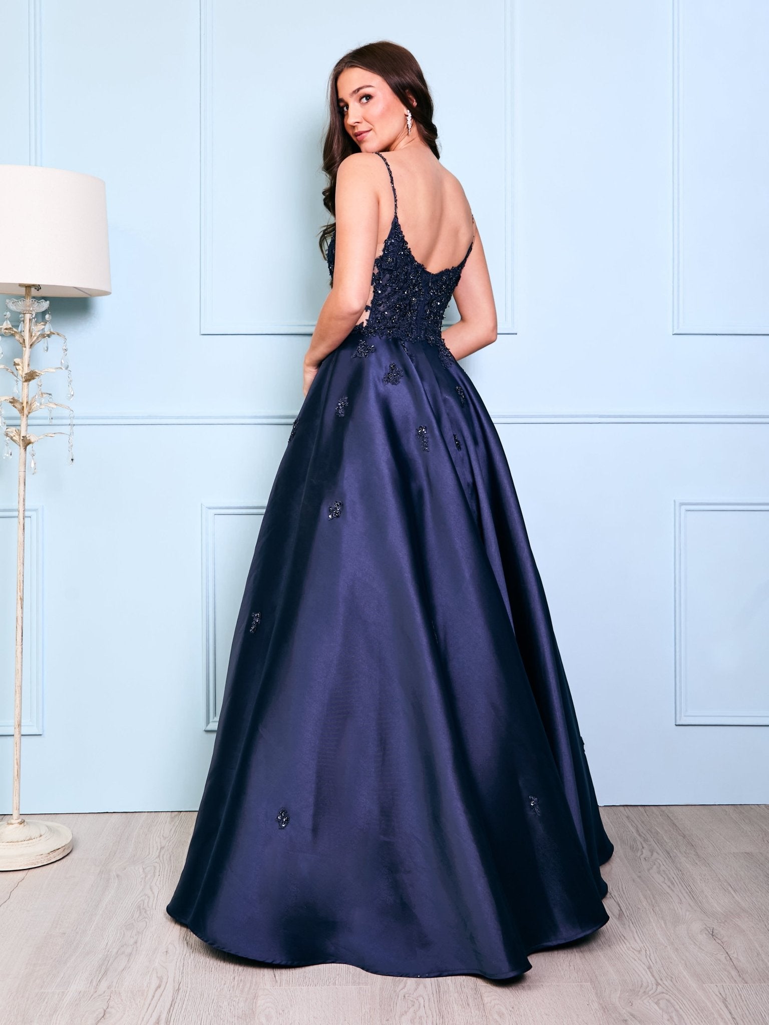 Faye - Navy Mikado Ball Gown