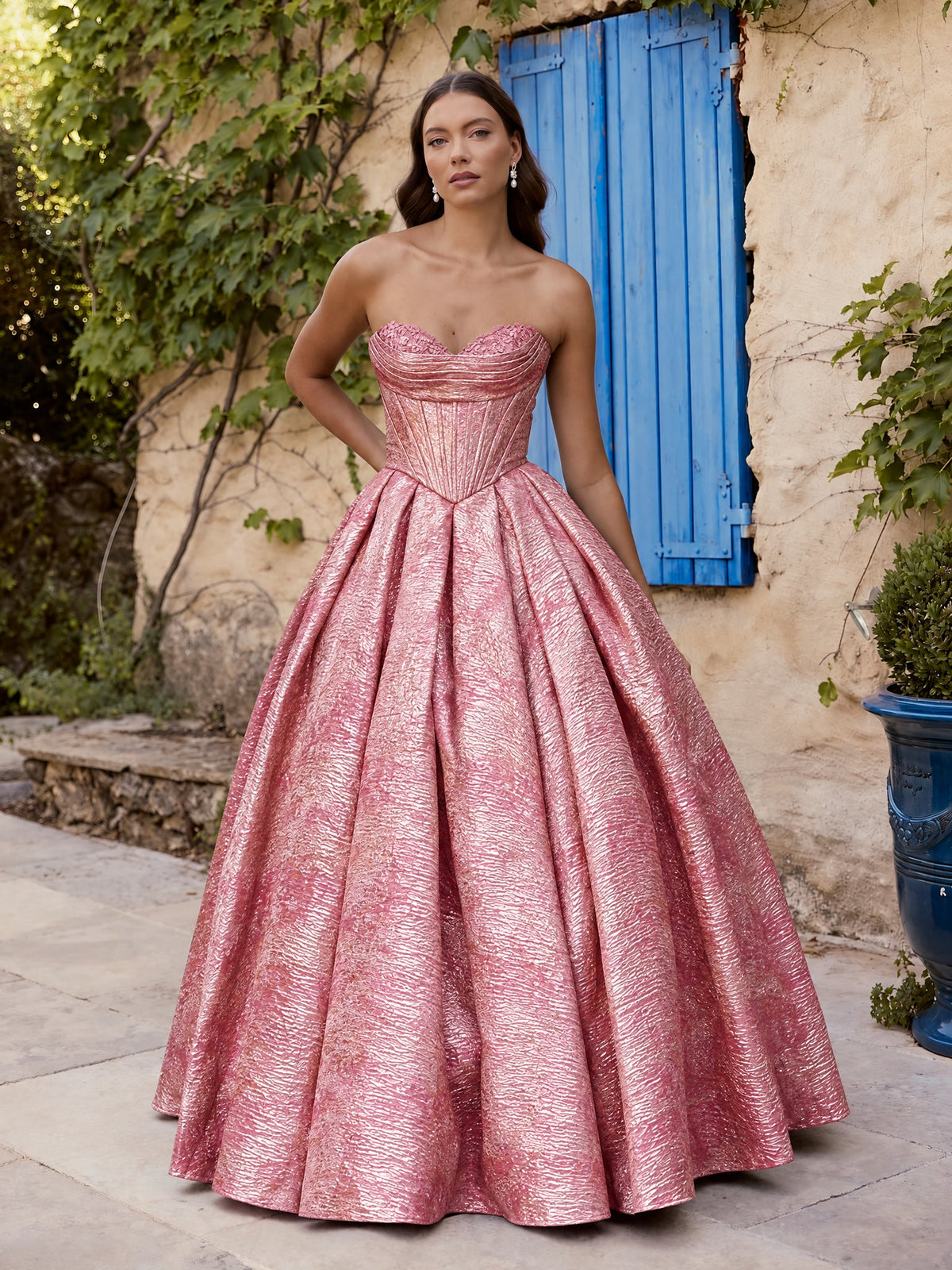 LEXI - LIGHT PINK METALLIC JACQUARD - Dress 2 Party
