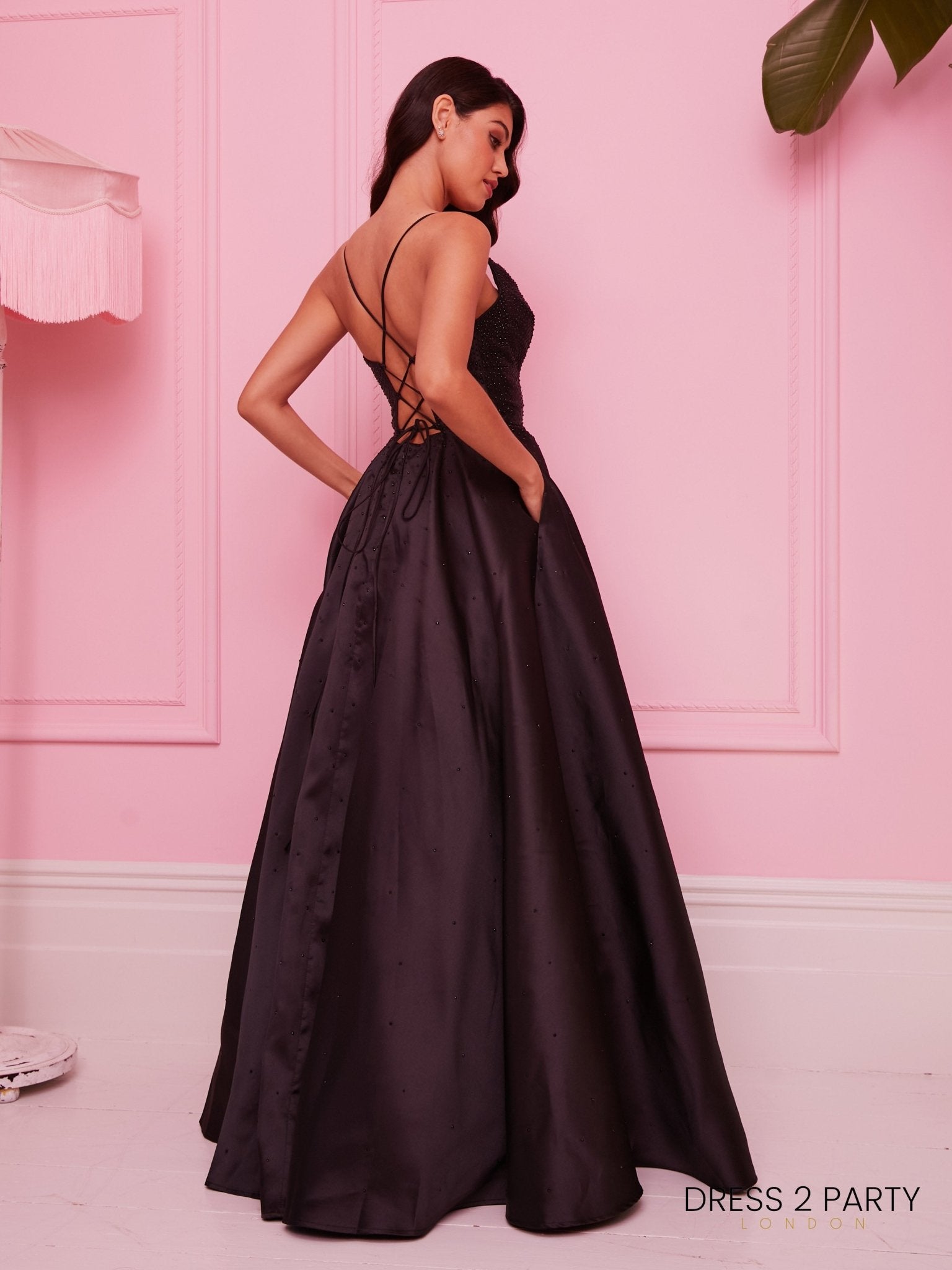 Maddie - Black Stud Mikado Showstopper Dress