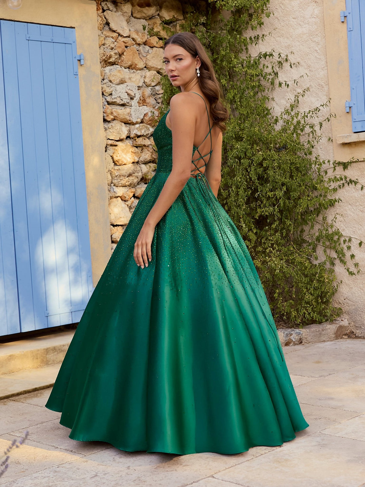 Maddie - Emerald Stud Mikado Showstopper Dress