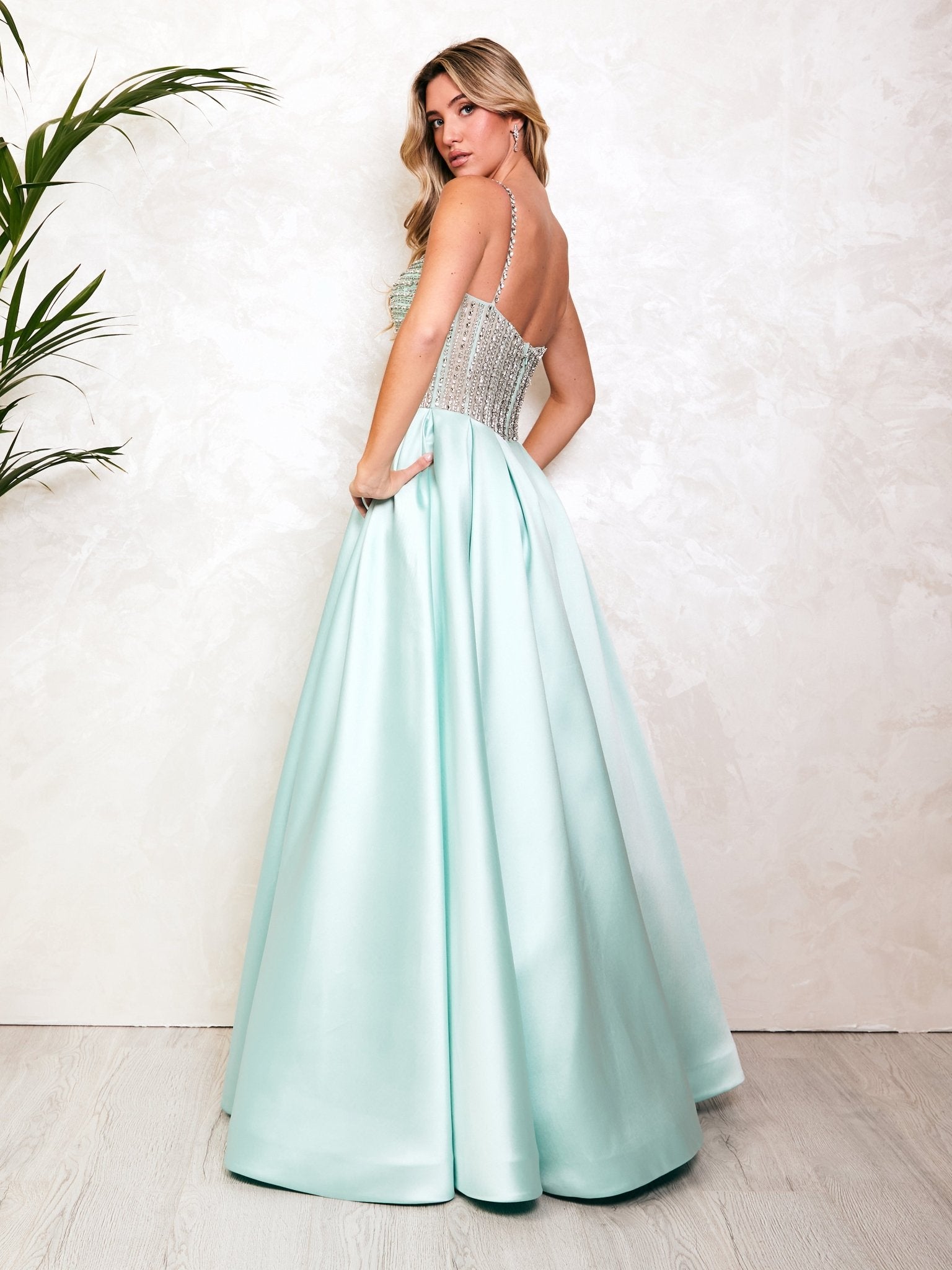 Maisie - Mint Heavily Encrusted Corset Dress