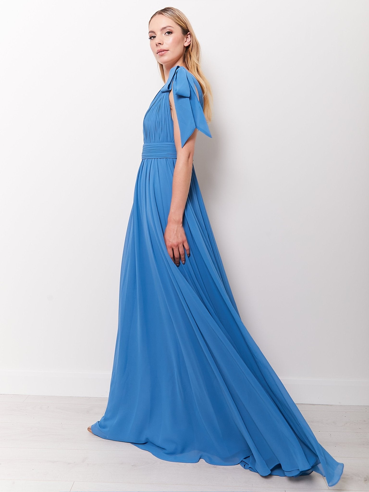 Melania - Sky Blue Sophisticated Wedding Guest Chiffon