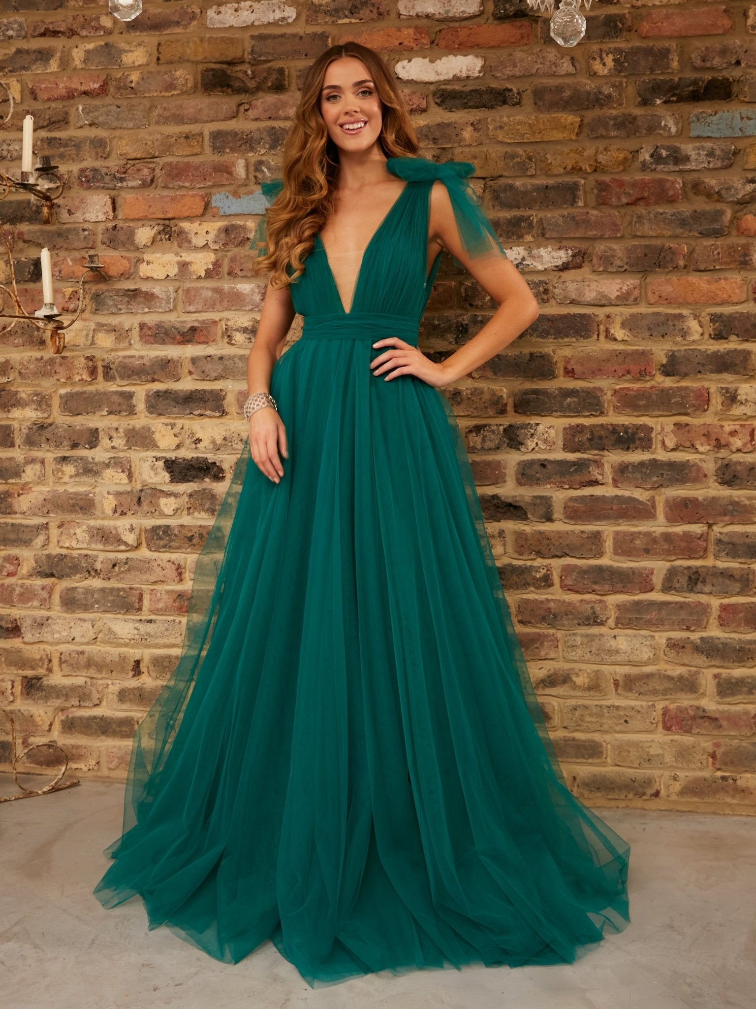 Melania - Jade Sophisticated Shoulder Detail Dress