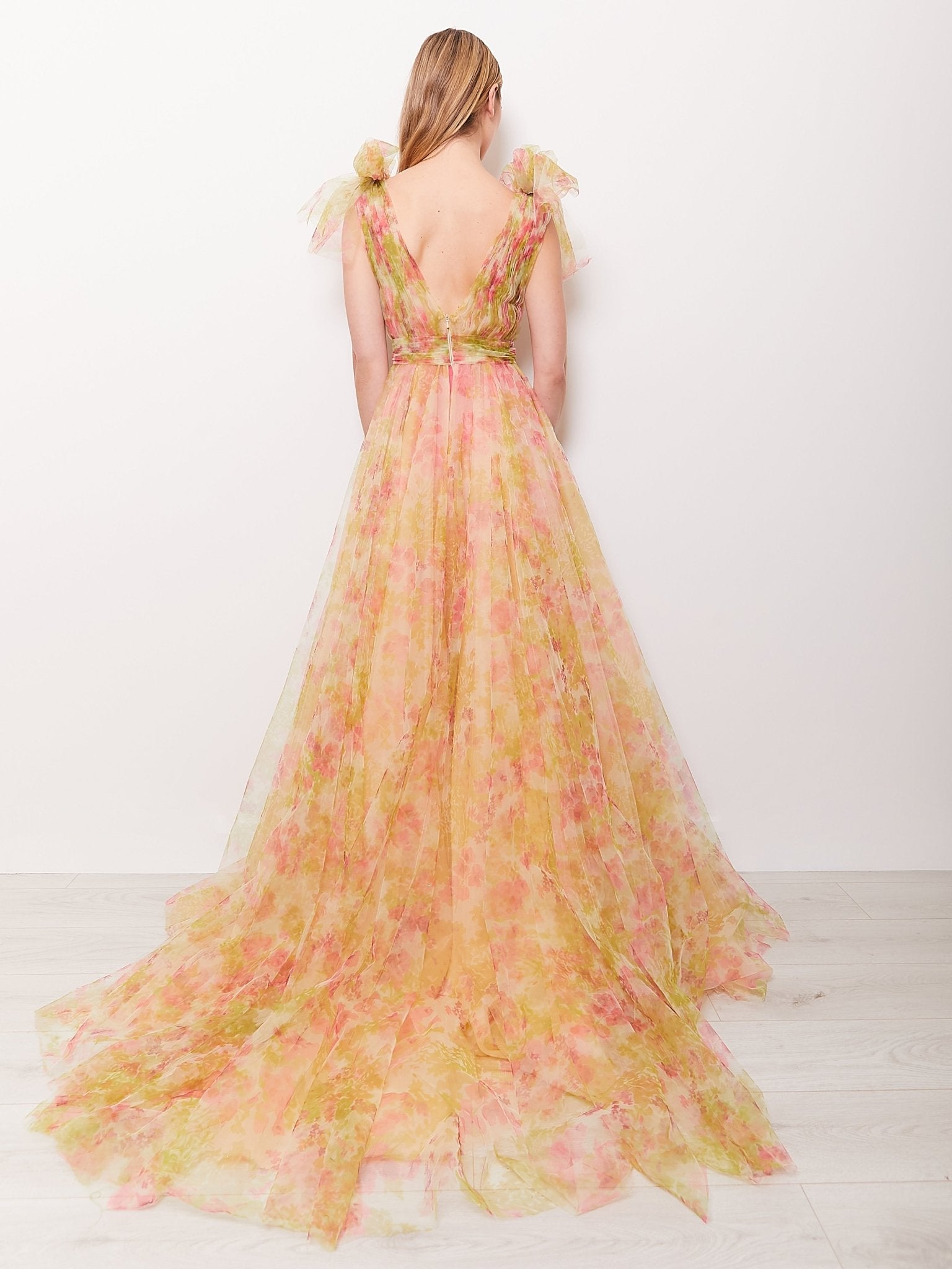 Melania - Printed Sophisticated Shoulder Detail Dress