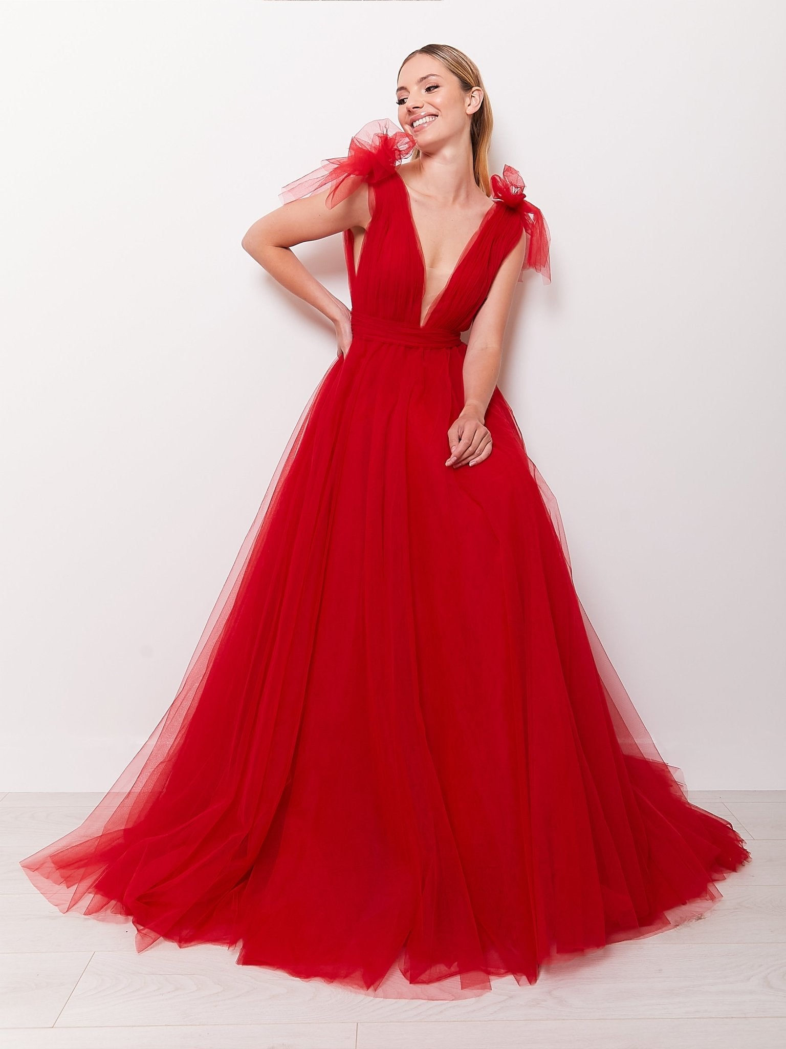 Melania Ruby Sophisticated Tulle Ball Gown