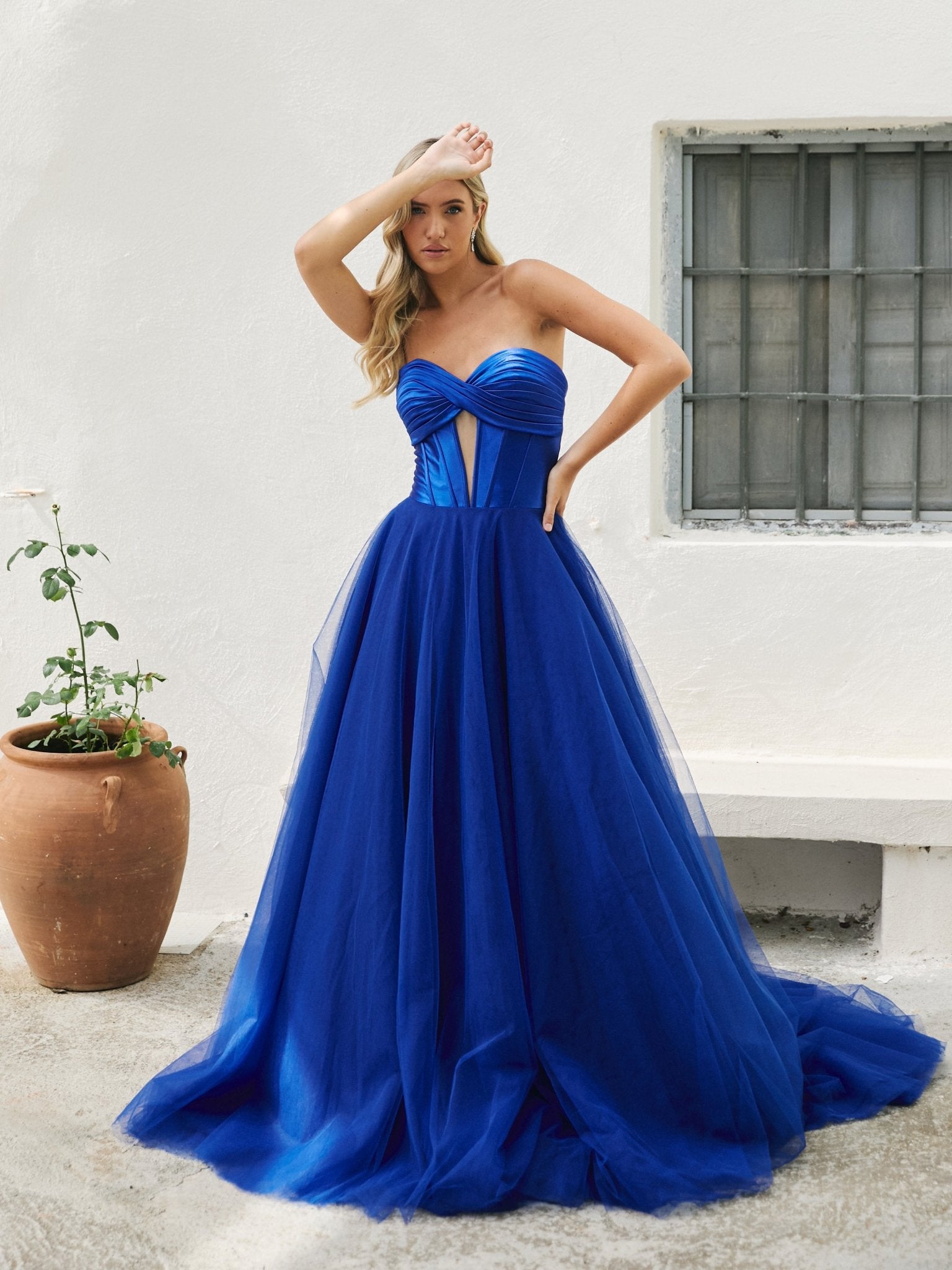 Nicole - Royal Blue Satin and Tulle Ball Gown