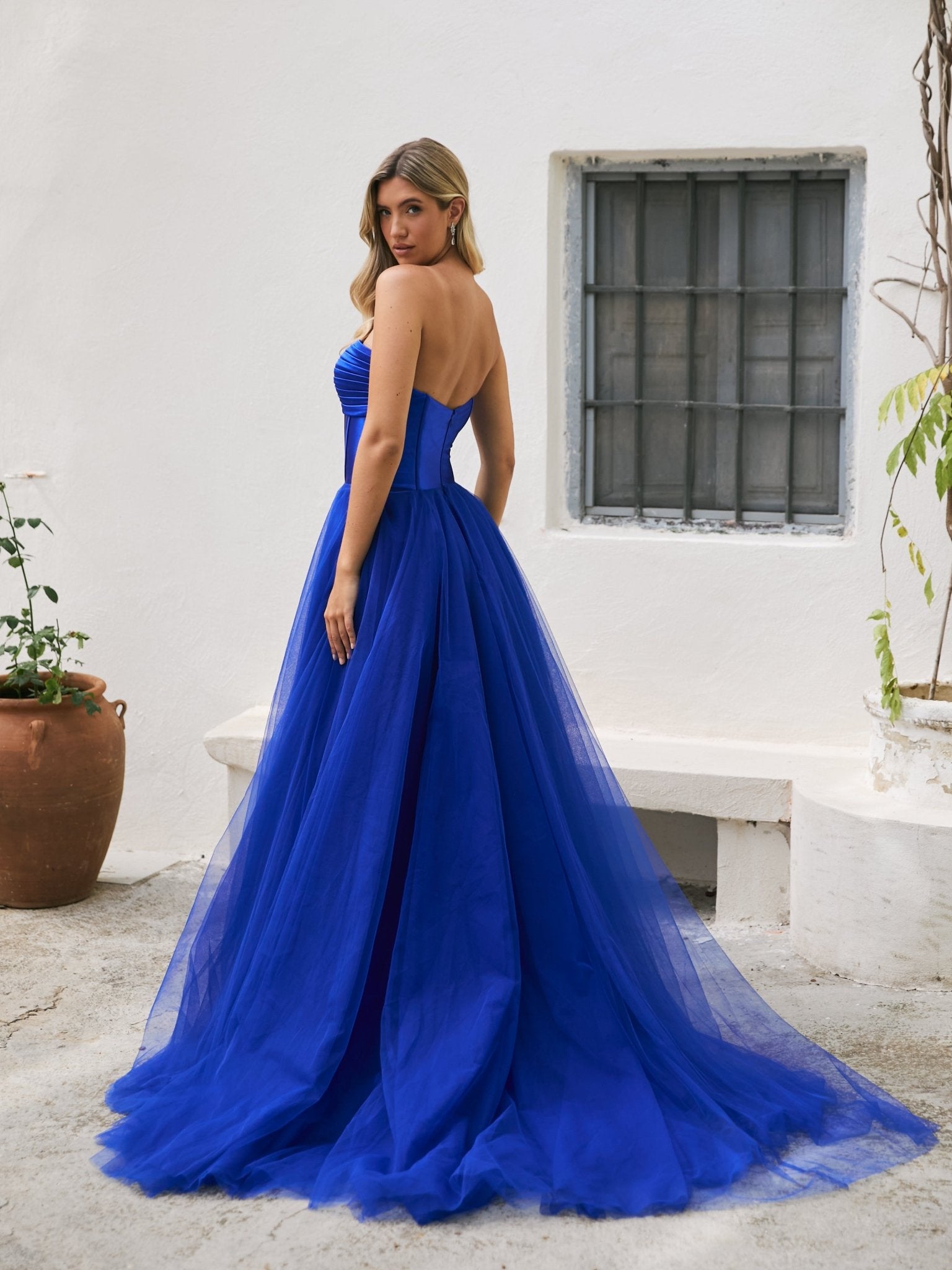 Nicole - Royal Blue Satin and Tulle Ball Gown