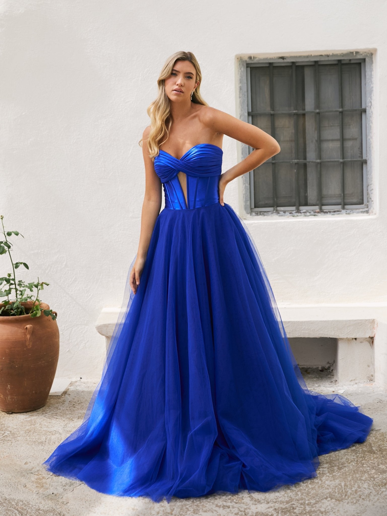 Nicole - Royal Blue Satin and Tulle Ball Gown