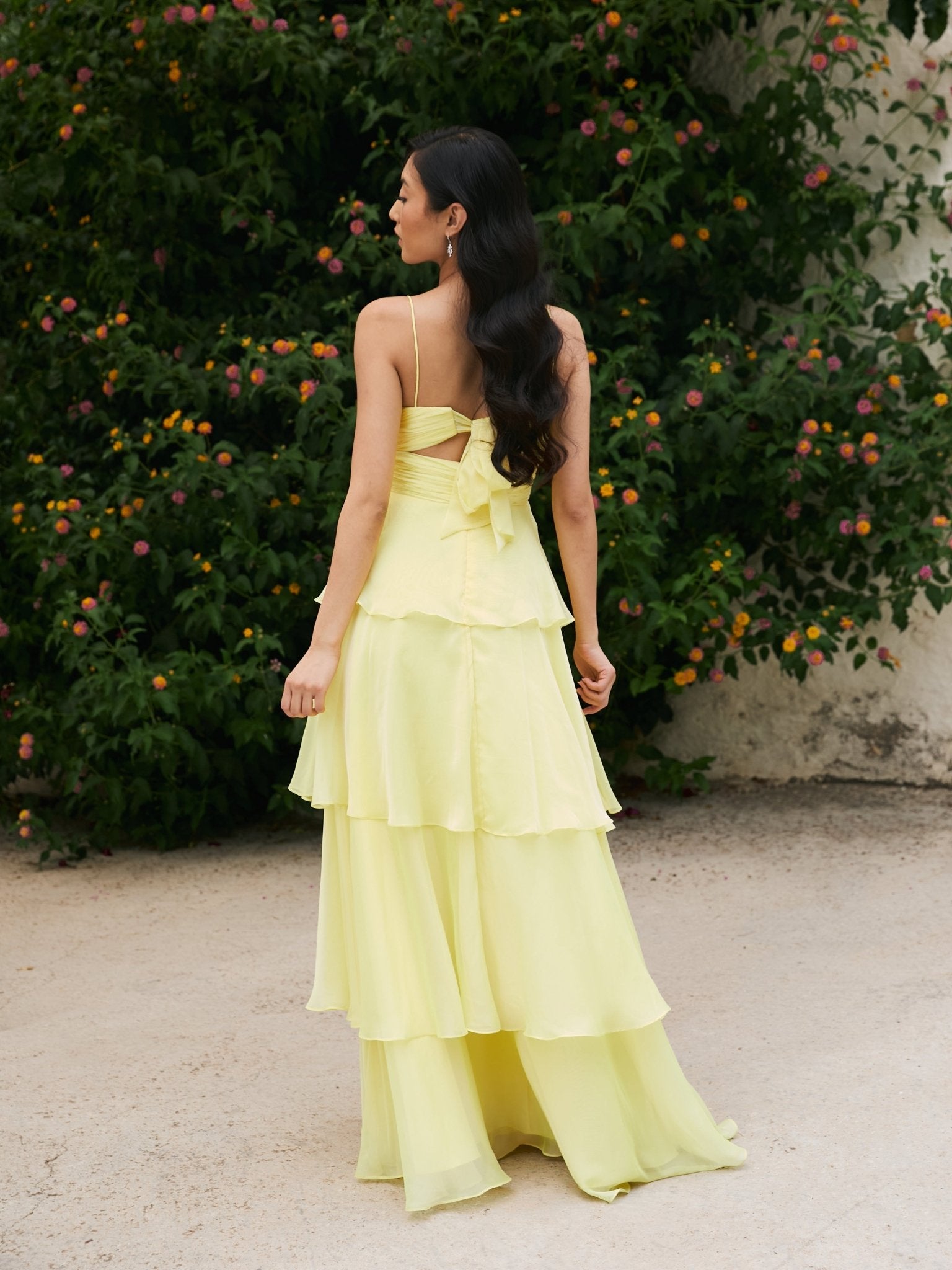 Riley - Yellow Bikini Top Wedding Guest Chiffon Dress