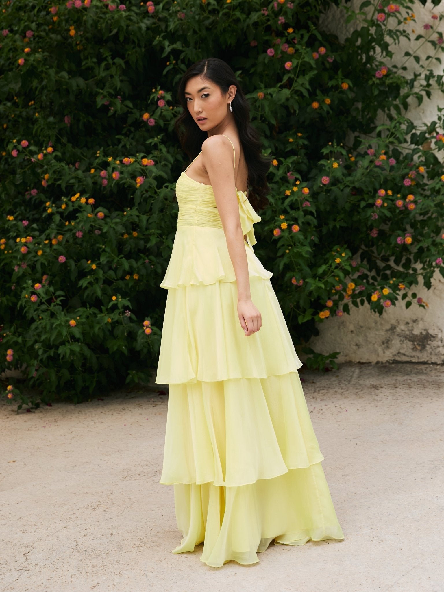 Riley - Yellow Bikini Top Wedding Guest Chiffon Dress