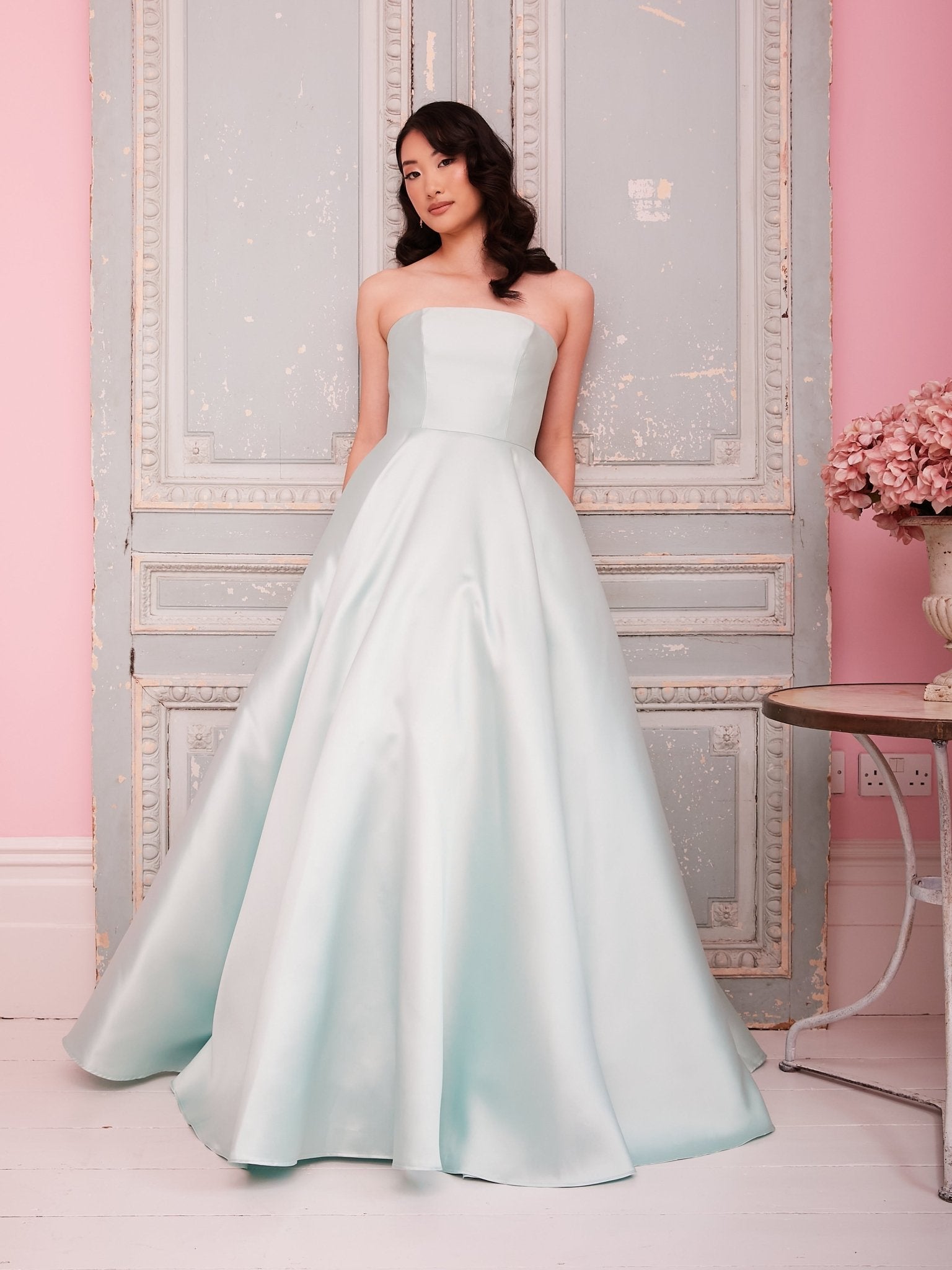 Sasha - Mint Best Selling Strapless Satin Ball Gown