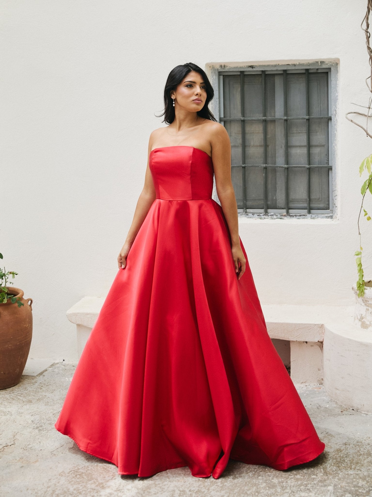 Sasha - Red Best Selling Strapless Satin Ball Gown