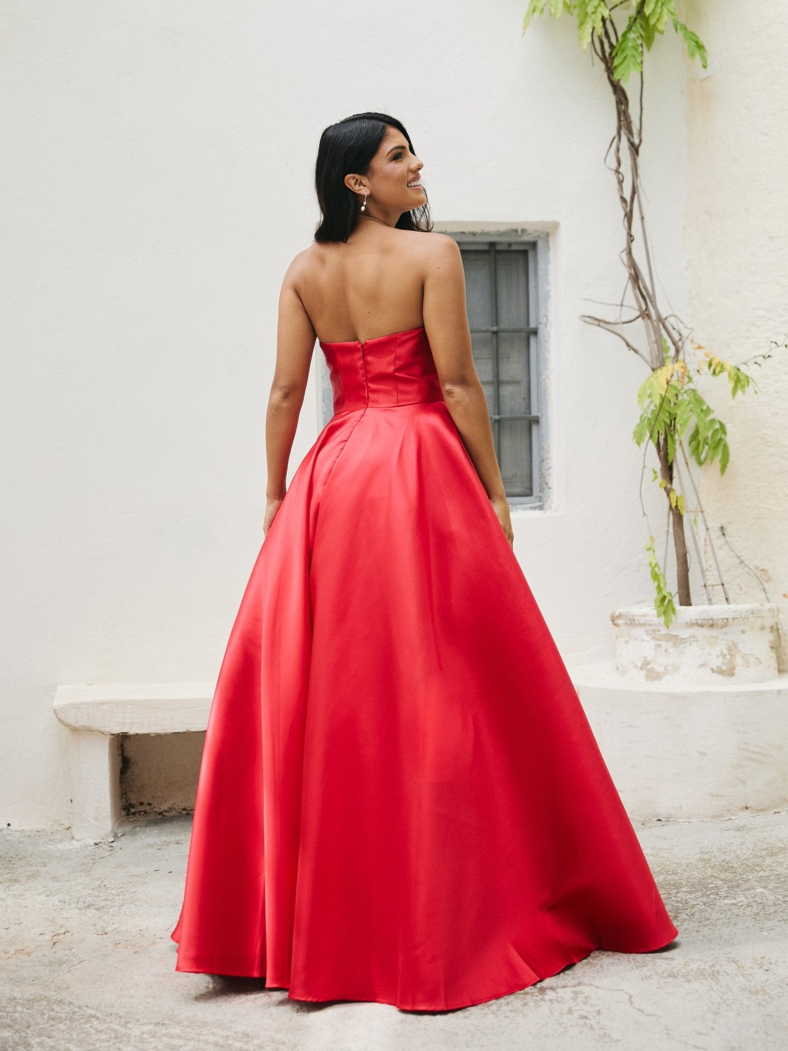 Sasha - Red Best Selling Strapless Satin Ball Gown