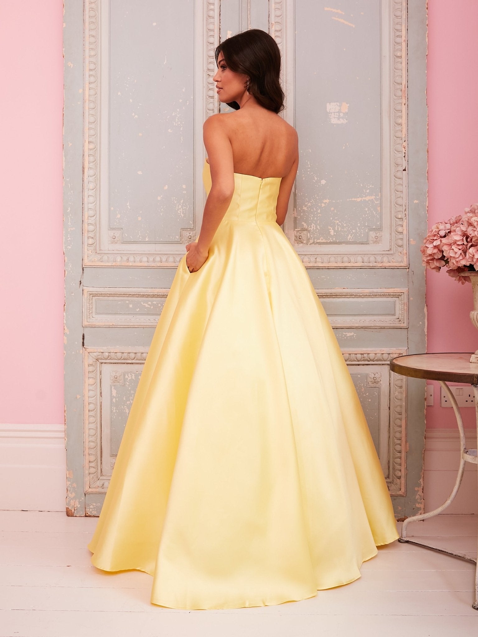 Sasha - Yellow Best Selling Strapless Satin Ball Gown