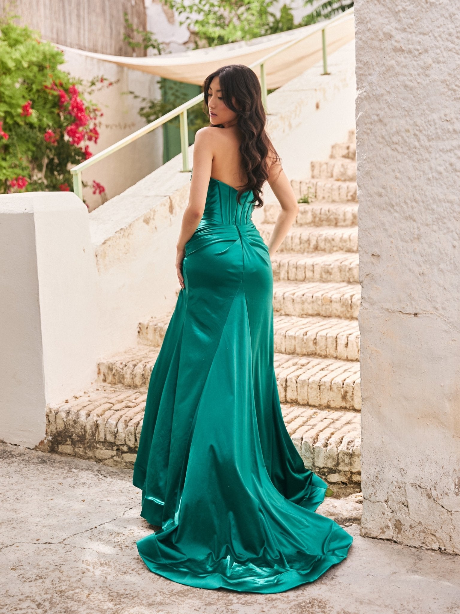 Tallulah - Emerald Satin Prom Dress