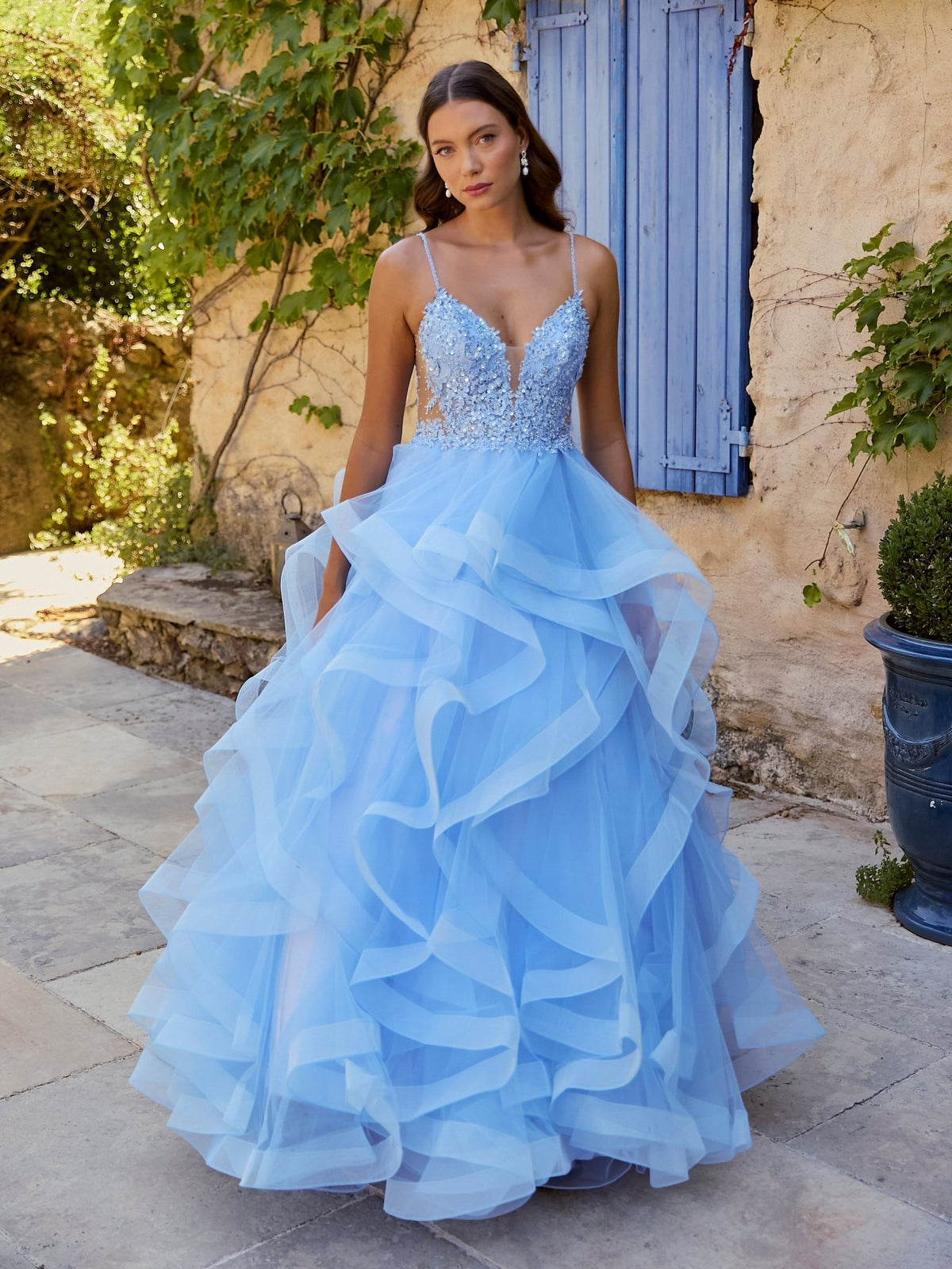Valentina - Light Blue Corset Top Prom Dress