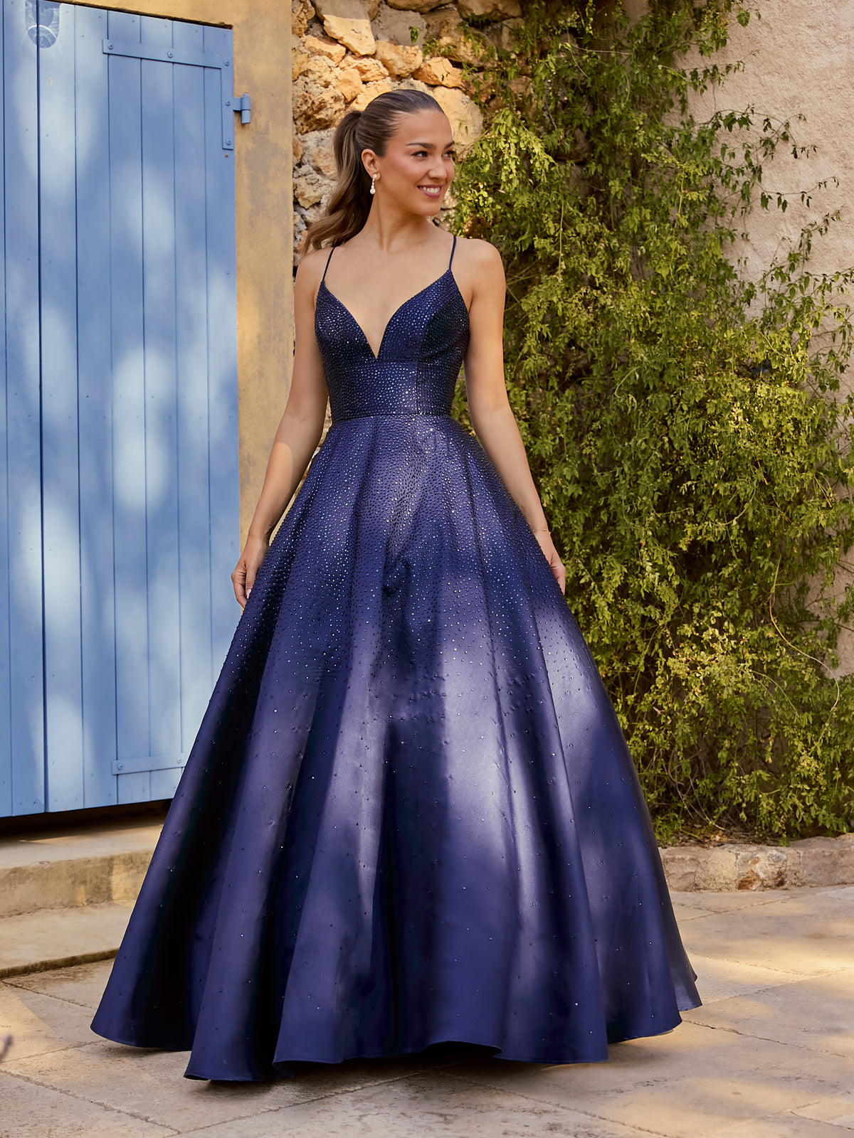 Maddie - Navy Stud Mikado Showstopper Dress