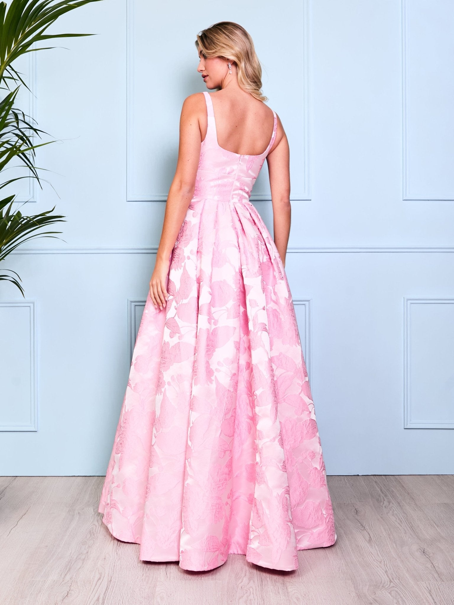 Ariella - Pink Square Neck Ball Gown