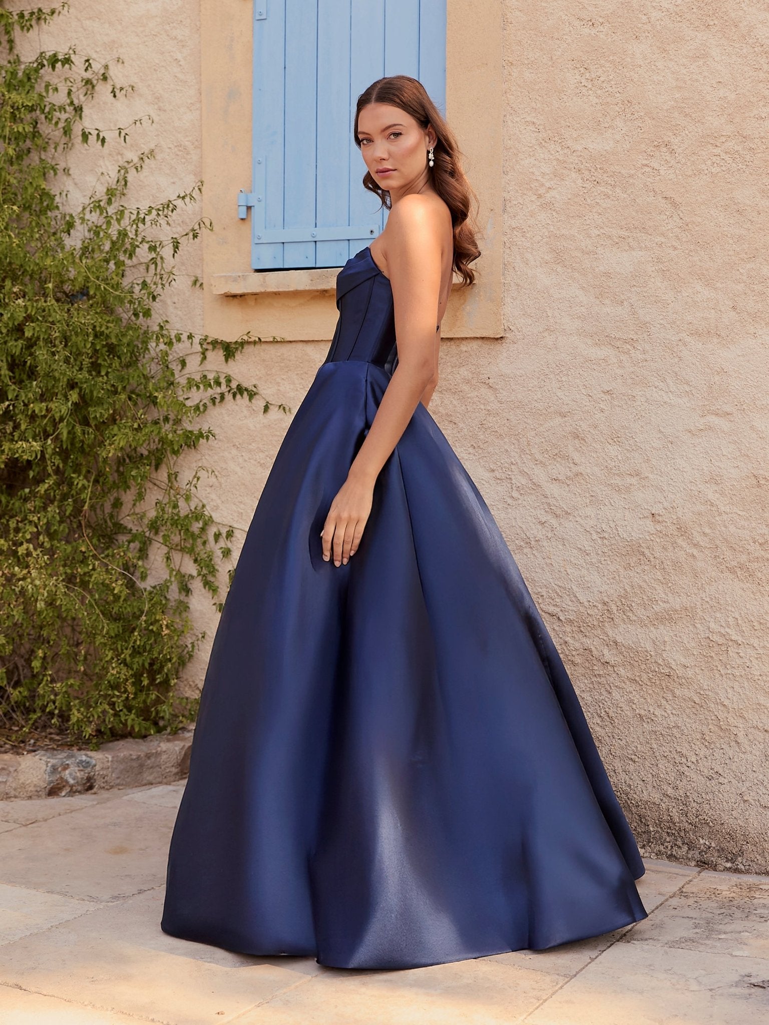 Brandi - Navy Strapless Prom Dress