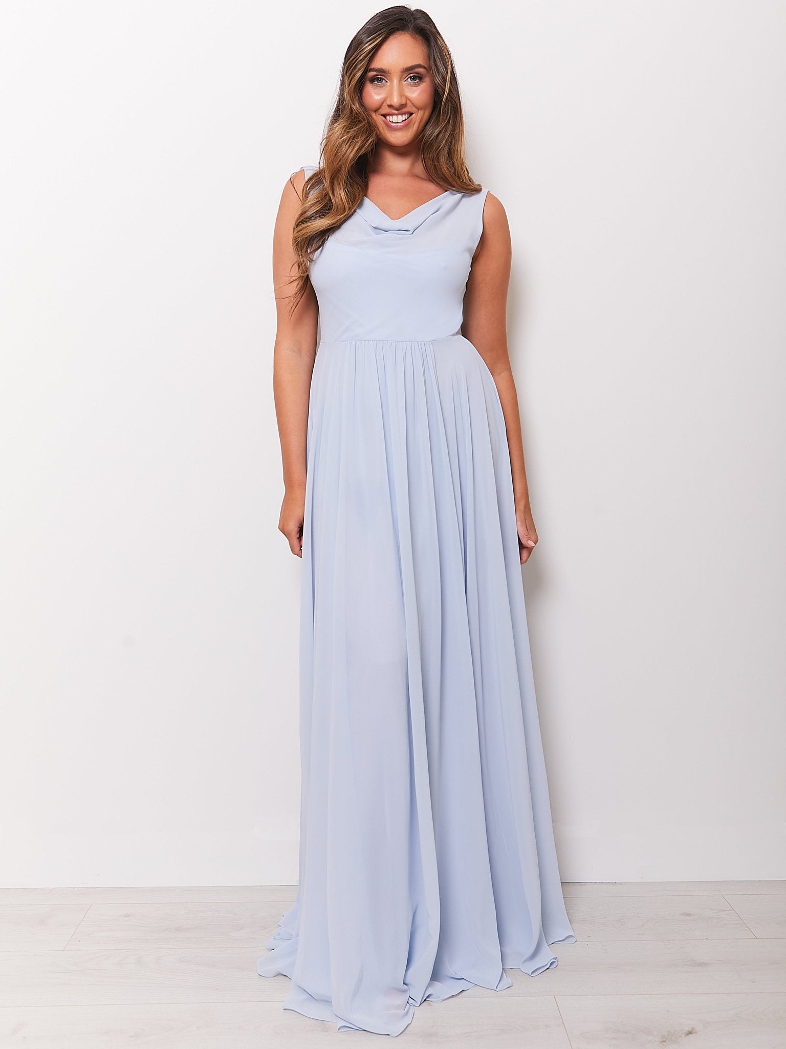 Cressida Light Blue Cowl Back Bridesmaid Dress - Main Image