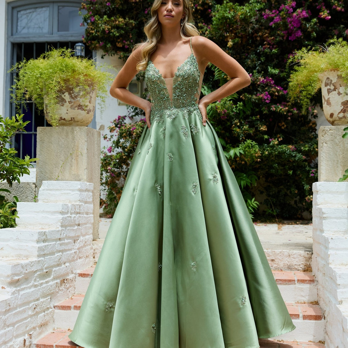 Faye Sage Mikado Ball Gown