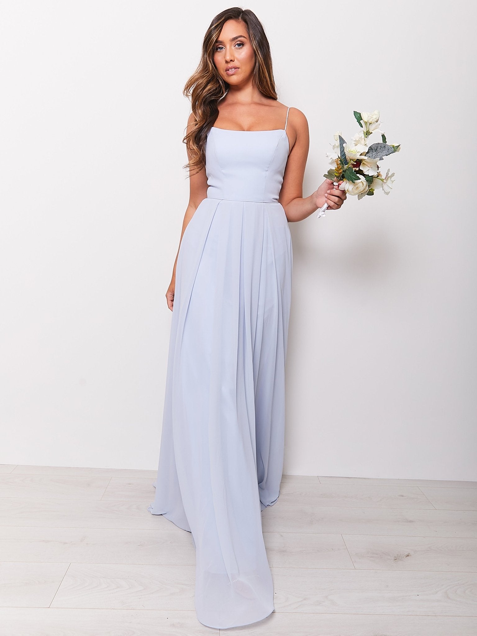 Kitty - Sky Blue Bridesmaid Dress with Square Neckline - Dress 2 Party