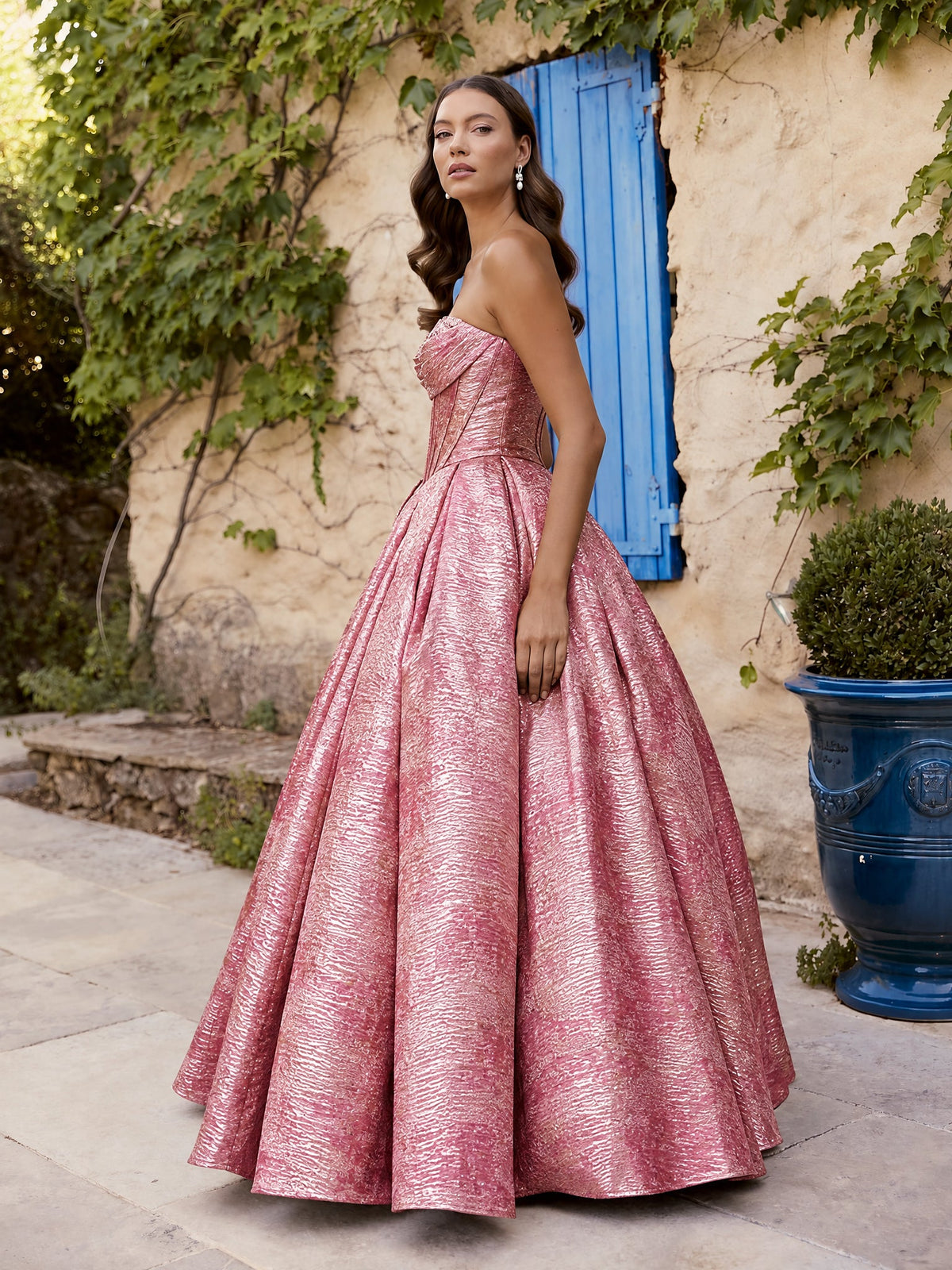 LEXI - LIGHT PINK METALLIC JACQUARD - Dress 2 Party