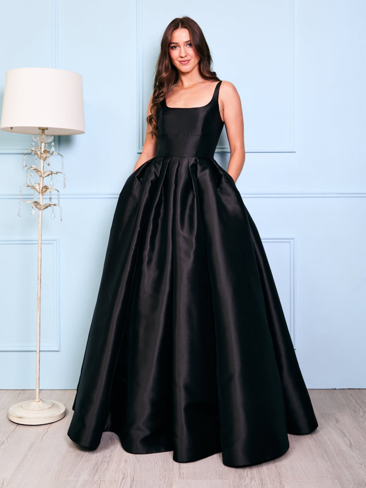 Lola - Black Matt Satin Ball Gown