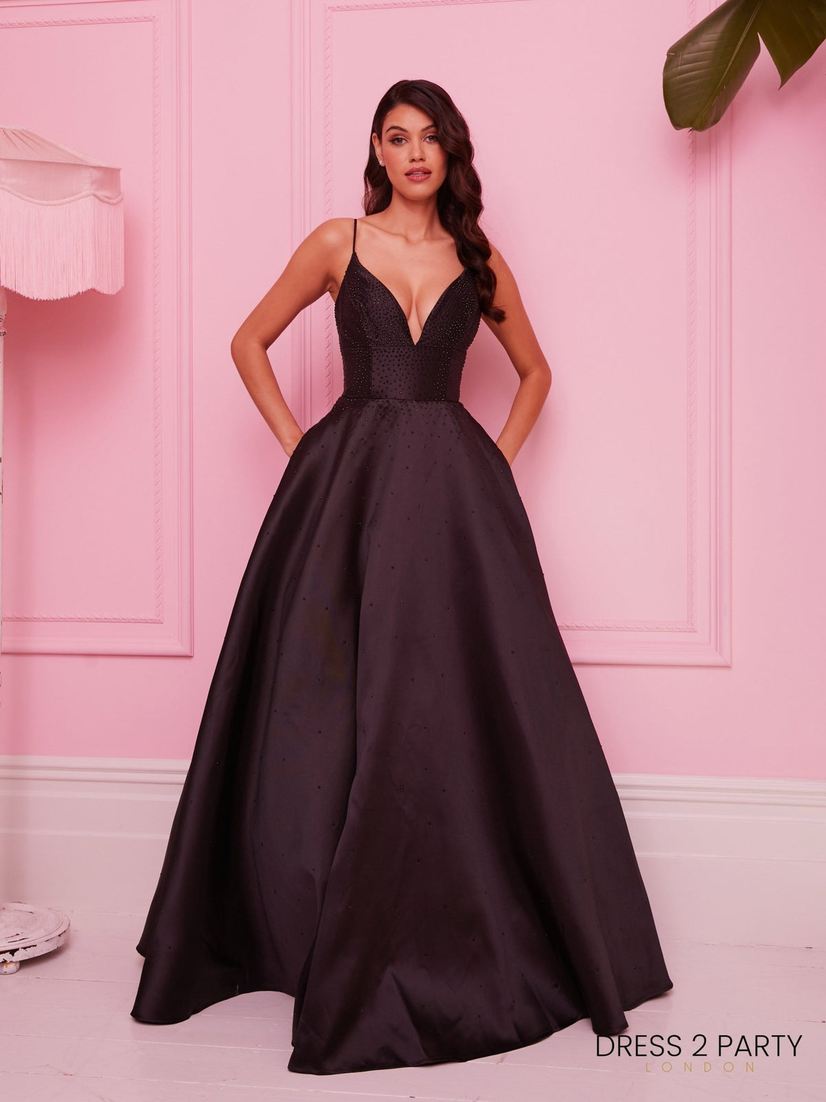 Maddie - Black Stud Mikado Showstopper Dress