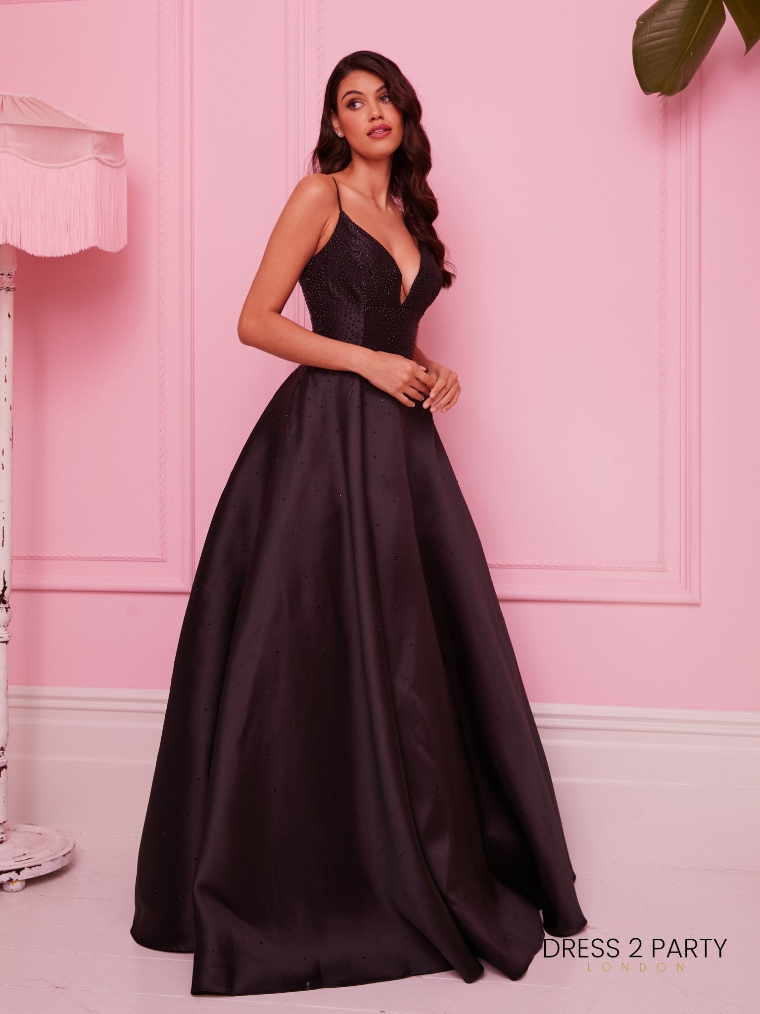 Maddie - Black Stud Mikado Showstopper Dress