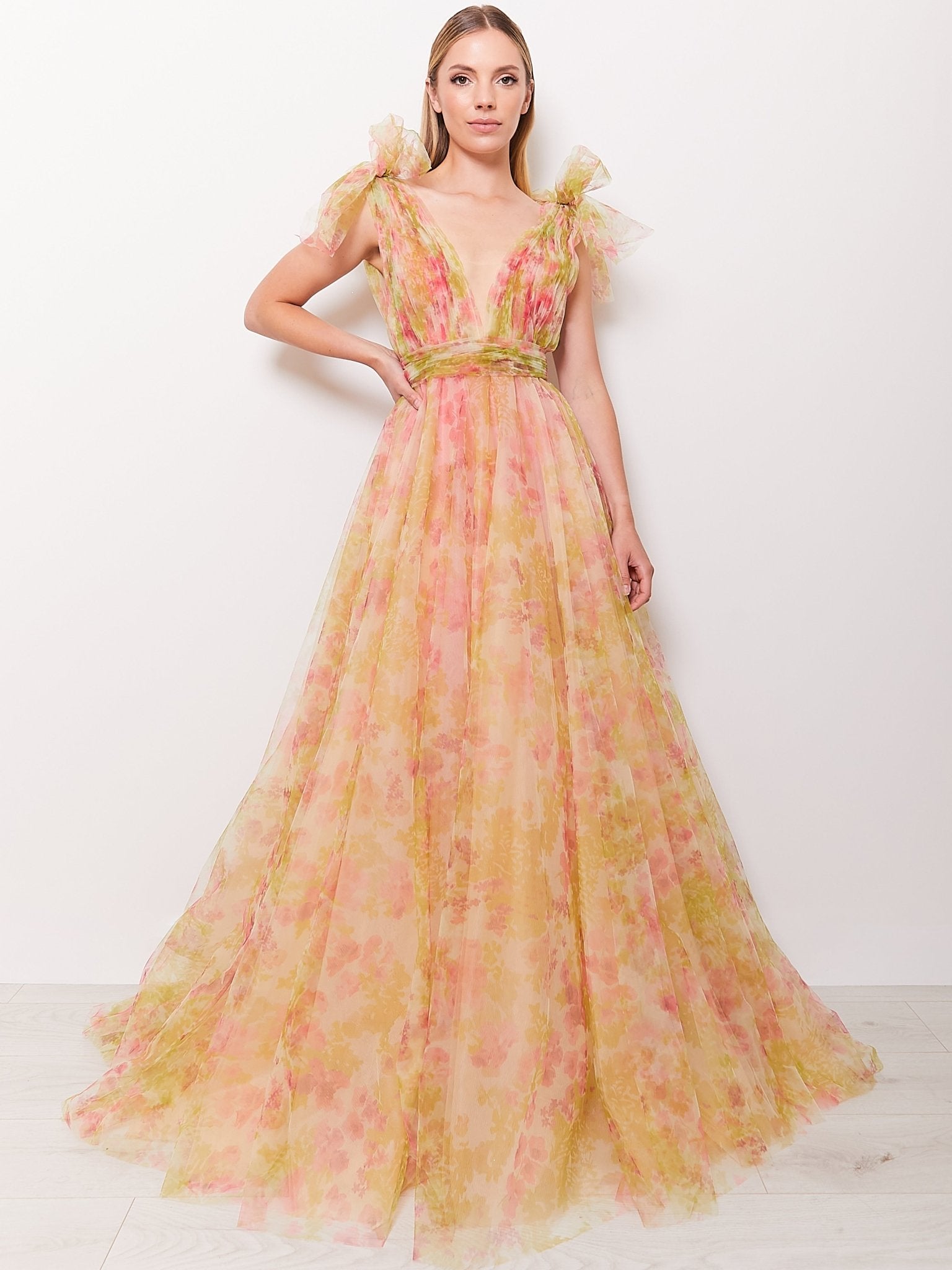 Melania - Printed Sophisticated Shoulder Detail Dress Melania - Printed Sophisticated Shoulder Detail Dress