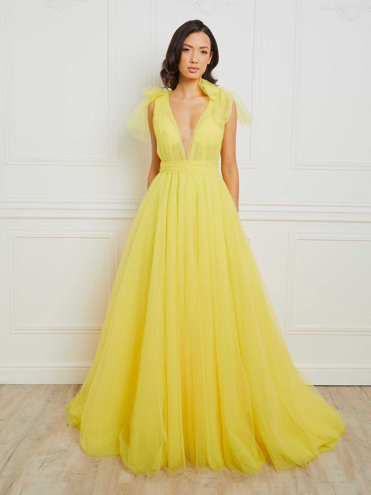 Melania - Yellow Sophisticated Shoulder Detail Dress Melania - Yellow Sophisticated Shoulder Detail Dress