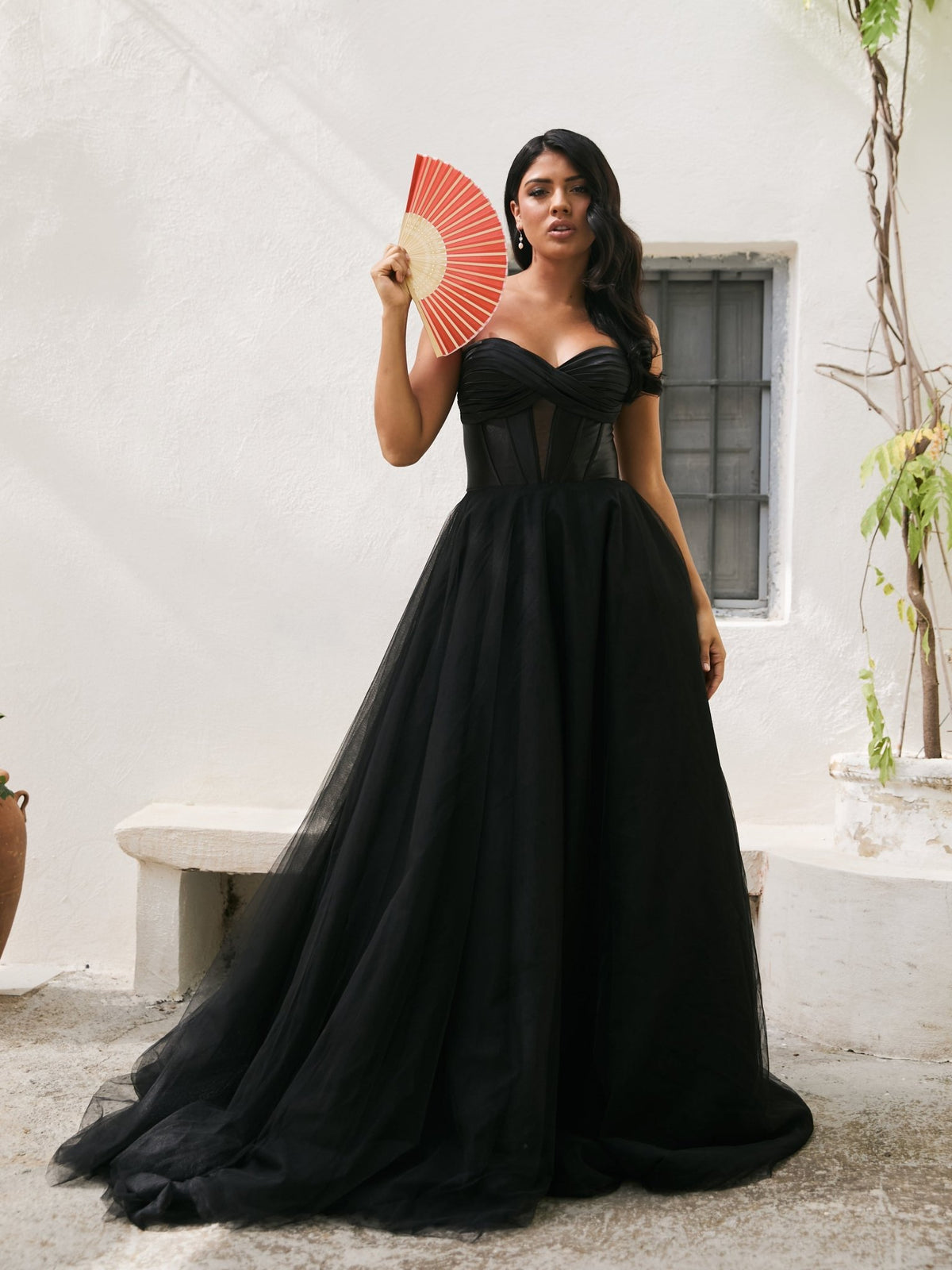 Nicole - Black Satin and Tulle Ball Gown