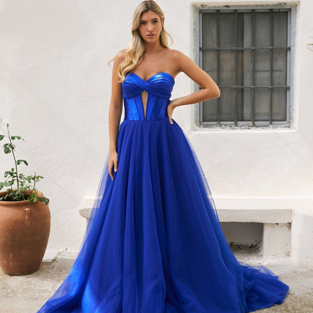 Nicole - Royal Blue Satin and Tulle Ball Gown