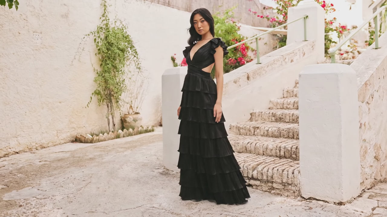Alexandra - Open Back Black Tiered Dress