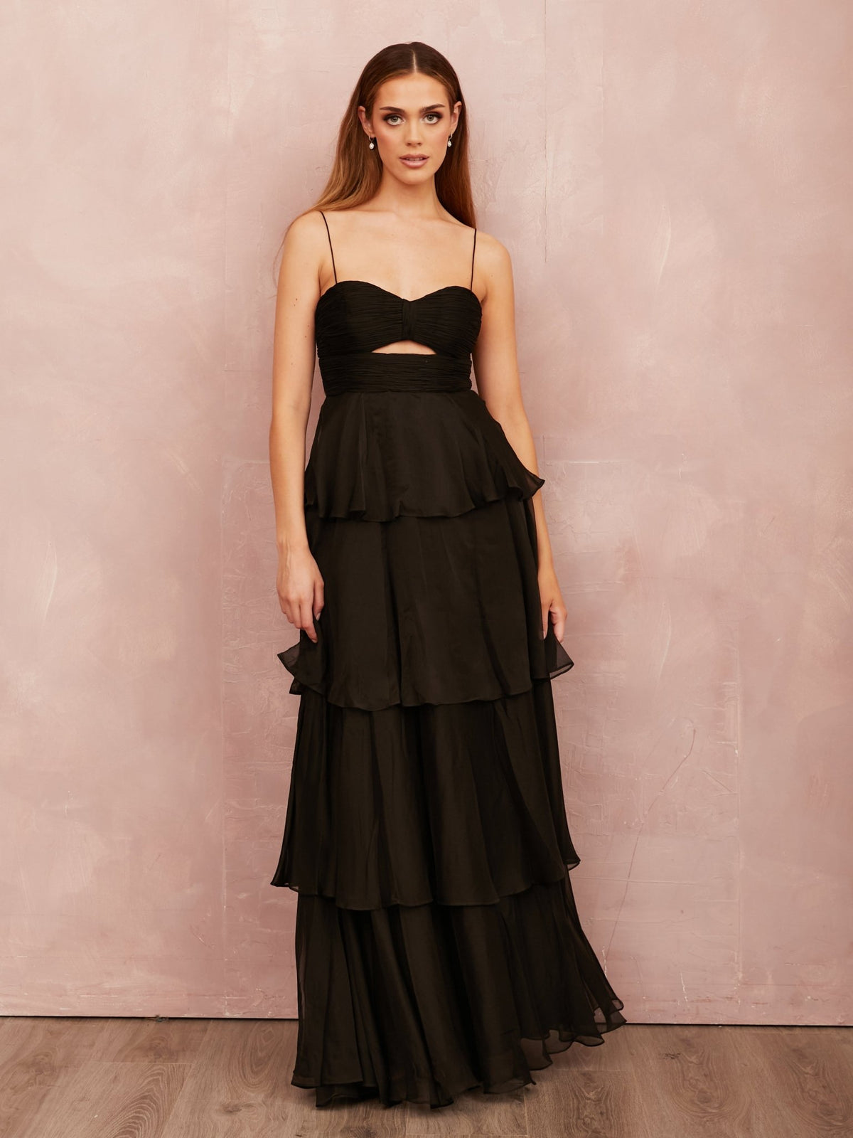 Riley - Black Bikini Top Wedding Guest Chiffon Dress