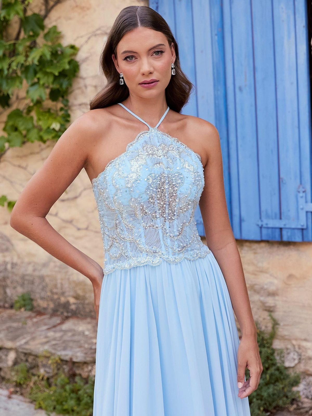 Rosalia - Light Blue Halter Neck Gown