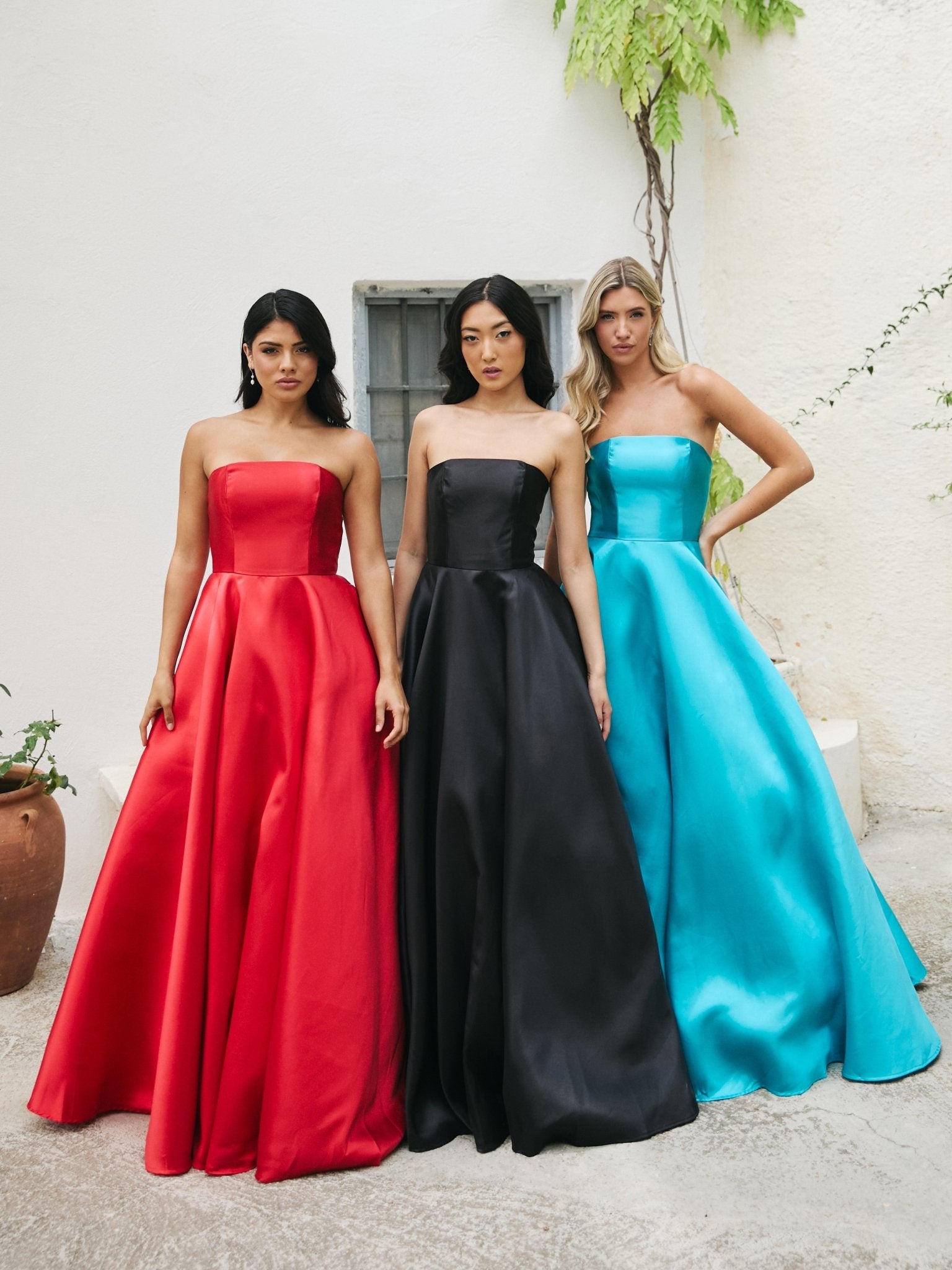 Sasha - Black Best Selling Strapless Satin Ball Gown - Dress 2 Party