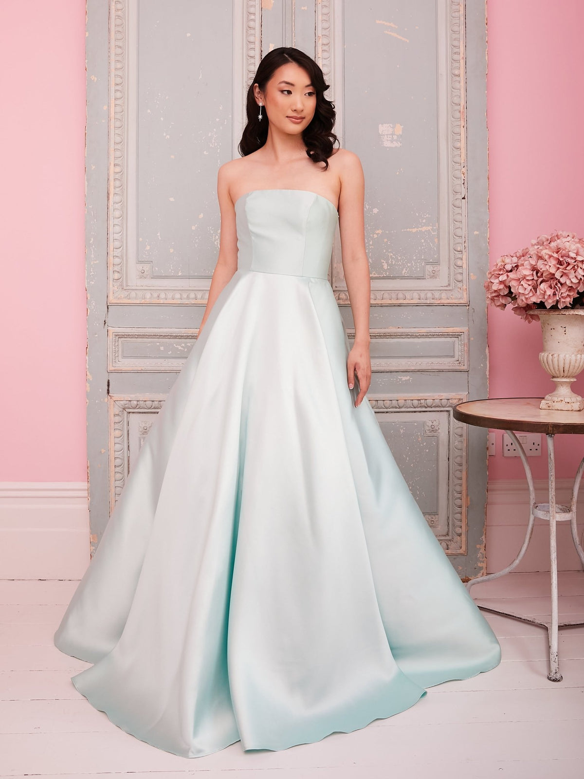 Sasha - Mint Best Selling Strapless Satin Ball Gown