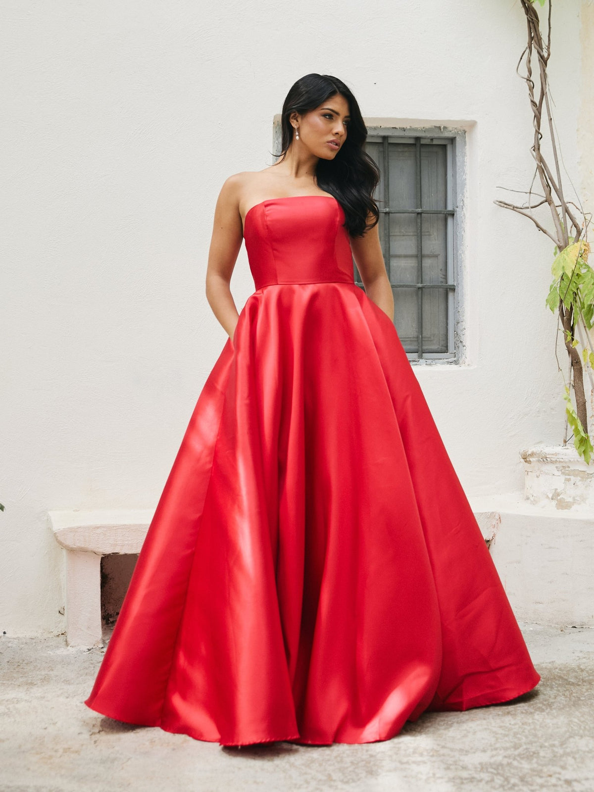 Sasha - Red Best Selling Strapless Satin Ball Gown