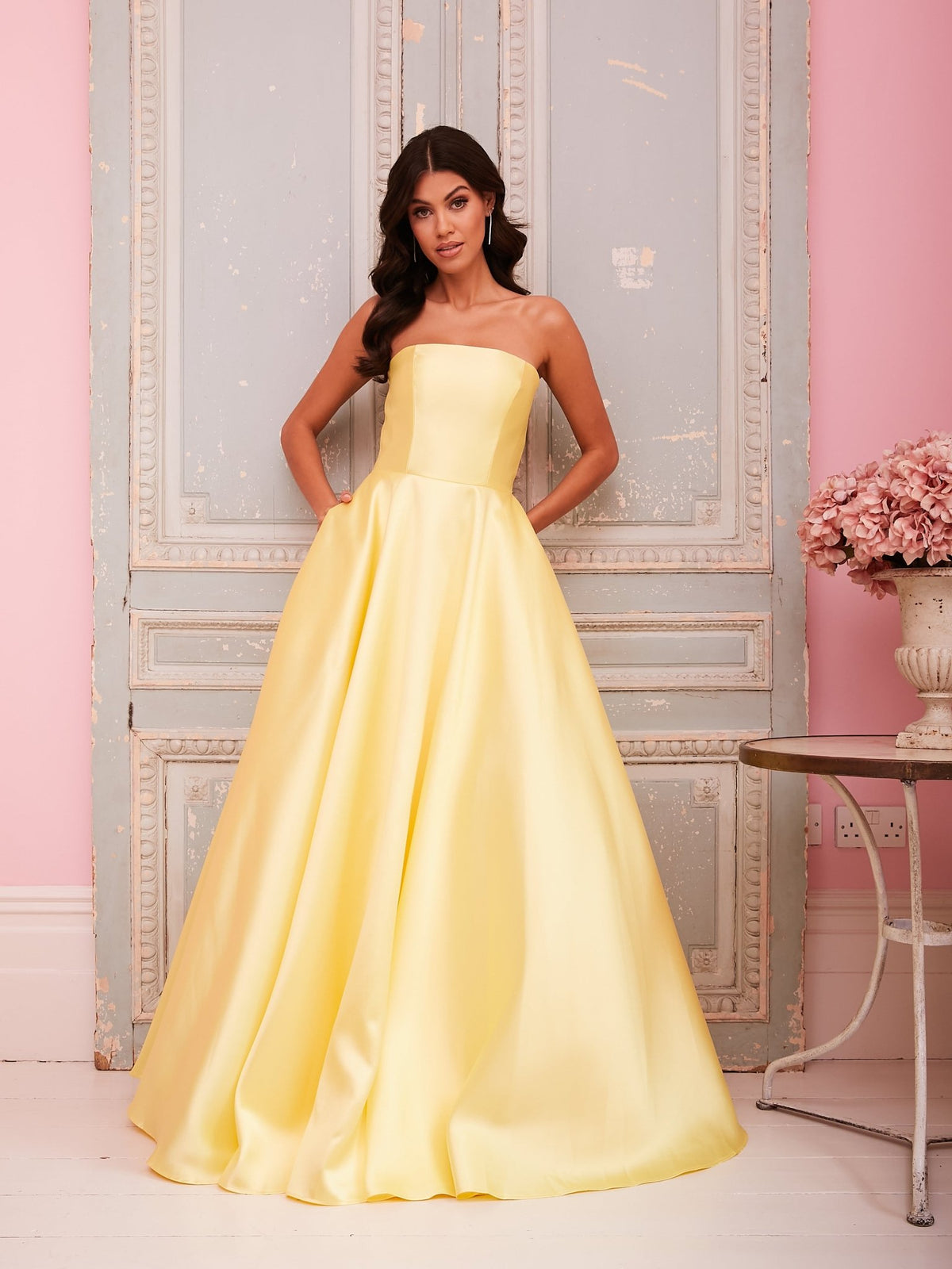 Sasha - Yellow Best Selling Strapless Satin Ball Gown
