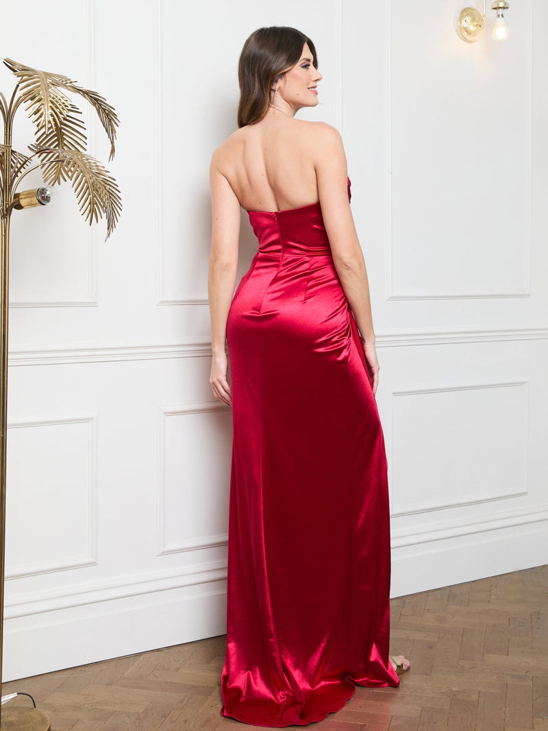 SONYA Red Midi Cocktail Dress with Butterfly Sleeves