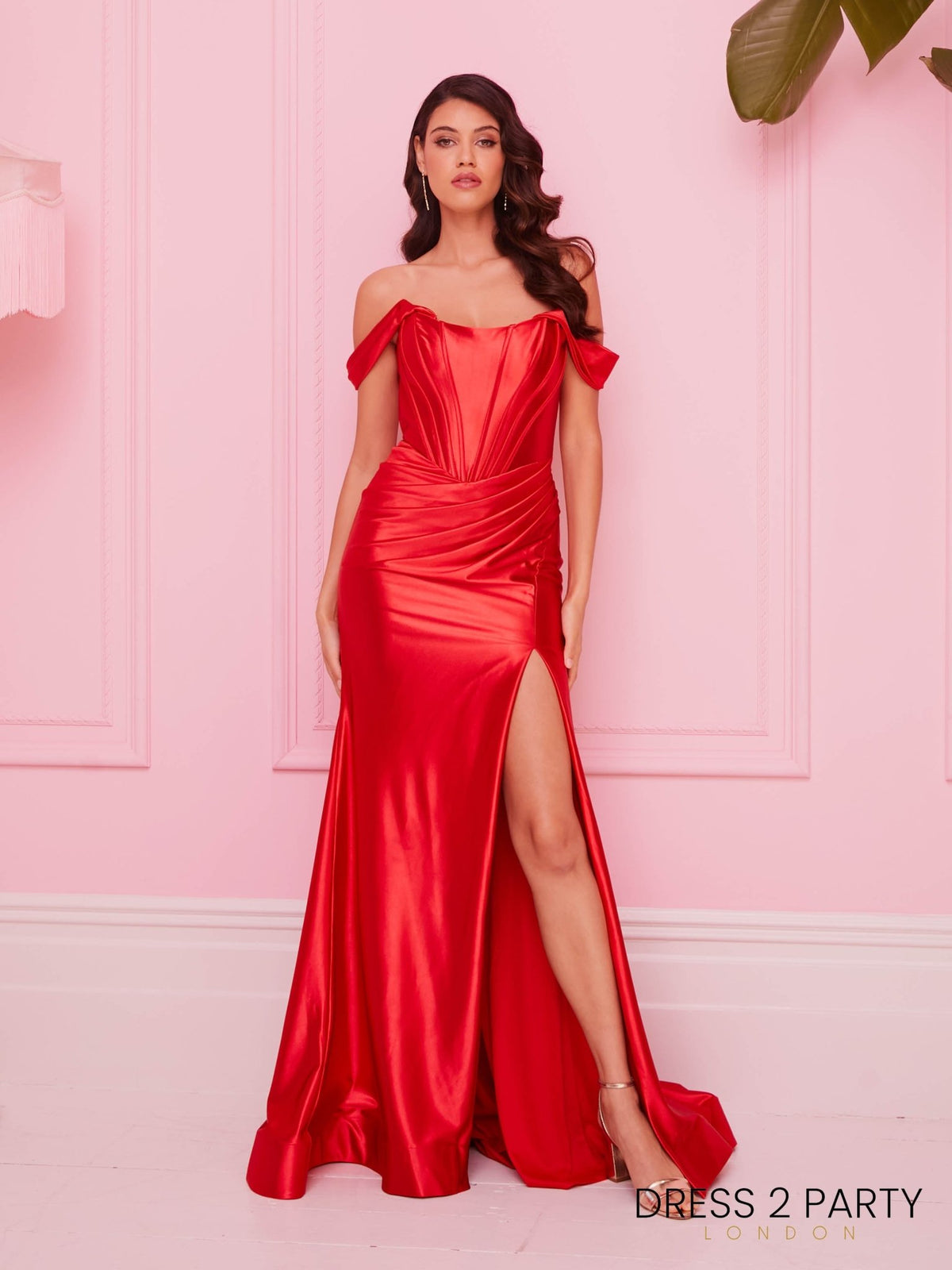 Tammie - Red Stretch Lycra Corset Dress With A Detachable Sleeve