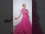 Melania - Hot Pink Sophisticated Shoulder Detail Dress